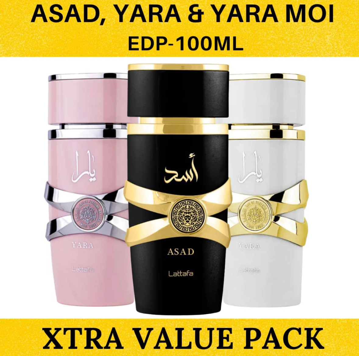 Asad + Yara + Yara Moi Combo Value Pack EDP Perfumes By Lattafa