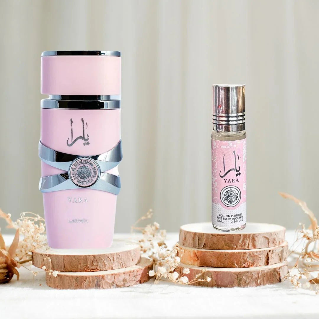Yara For Women EDP Spray 100ML (3.4 OZ) Lattafa Yara EDP 3.4 Fl Oz + Yara Perfume Oil 0.34 Fl Oz Bundle
