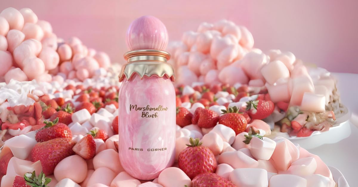 Paris Corner | Marshmallow Blush EDP 3.4 Fl Oz | A Unique Gourmand Marshmallow Strawberry Perfume for Women | Long-Lasting Sweet Scent Fragrance for Daily Use