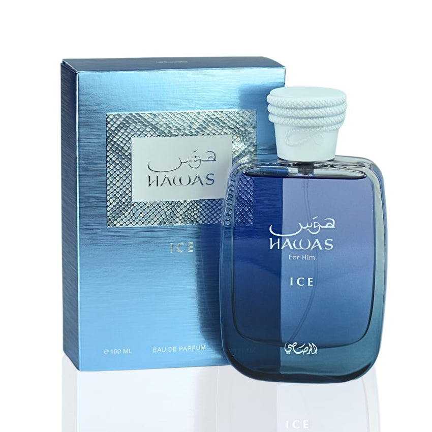 Rasasi Hawas Ice For Men - Eau de Parfum 100ML (3.4 Oz) Premium Arabian Perfume for Men, Elegant Scent for Long-Lasting Fragrance - Ultimate Modern Men Perfumes For Special Occasions & Everyday Style