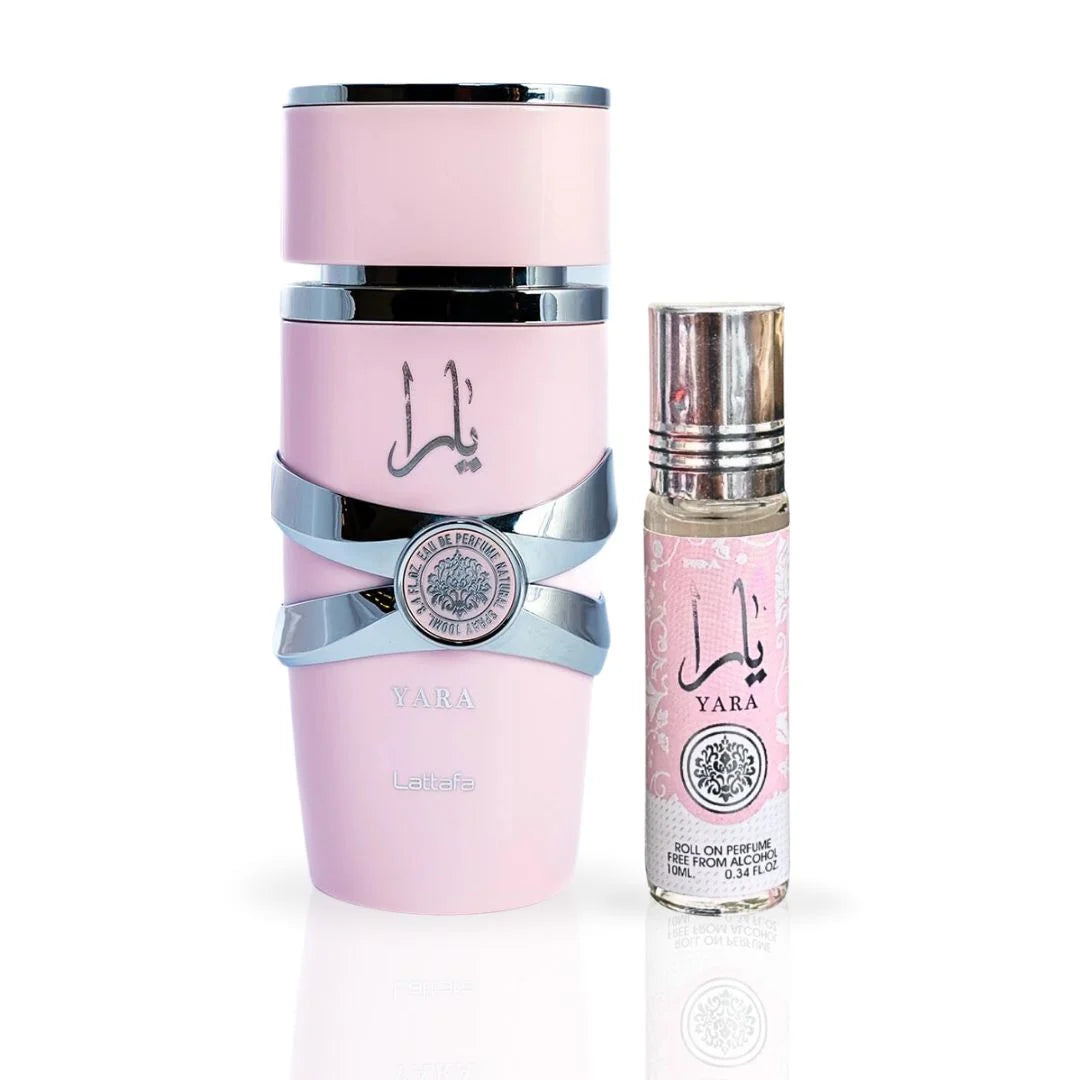 Yara For Women EDP Spray 100ML (3.4 OZ) Lattafa Yara EDP 3.4 Fl Oz + Yara Perfume Oil 0.34 Fl Oz Bundle